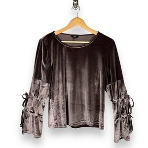 4 for $40 SALE!Lucca Couture Elizabeth Velvet Double Tie Top, Fawn Brown, Size S